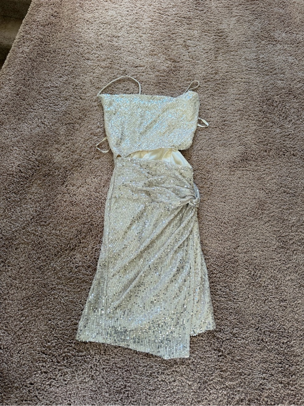 Strapless Sequin Evening Dress in Champagne